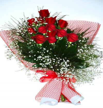  fanusta 11 kırmızı gül  Çiçeği & Ürünü Kırmızı güllerden buket 