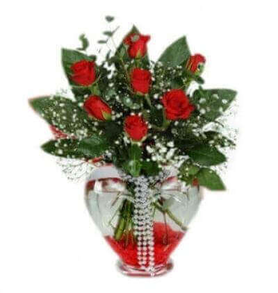 beyaz lilyum ve kırmızı güller Çiçeği & Ürünü Kalbimin 7 Gülü 